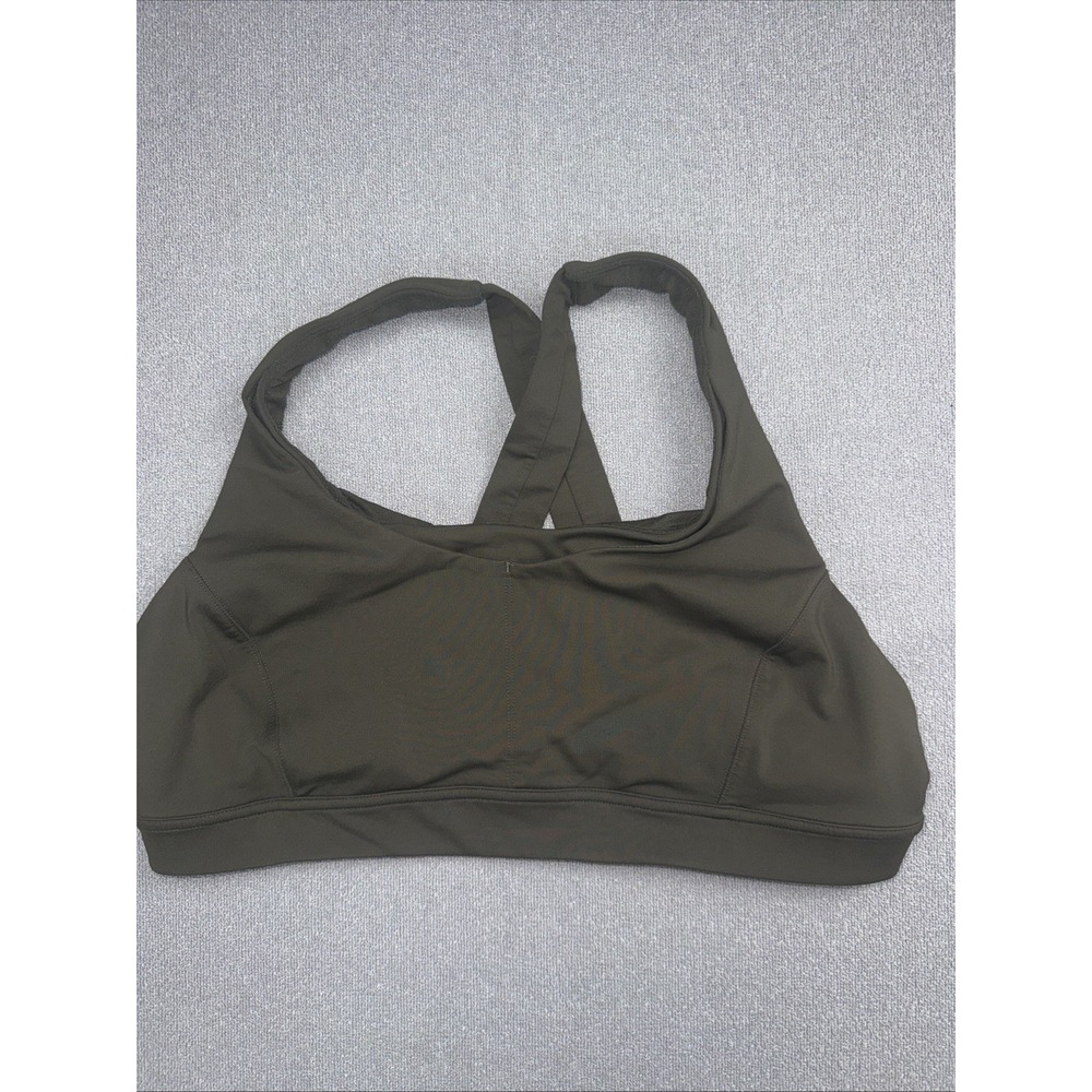 Lululemon All Powered Up Sports Bra Size 10‎ Green Crop Crossback Scoop Neck
